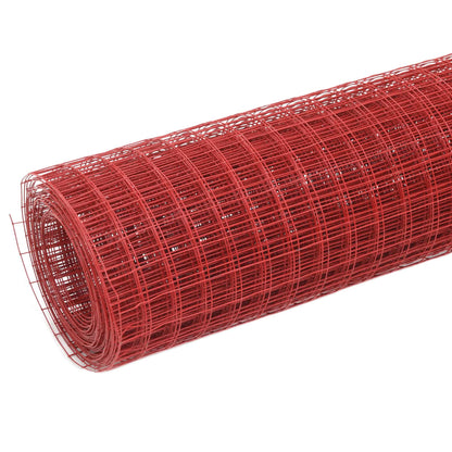 Recinzione in Rete per Pollaio in Acciaio e PVC 25x1,5 m Rossa