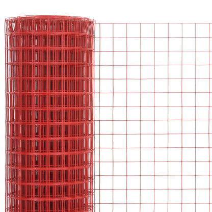Recinzione in Rete per Pollaio in Acciaio e PVC 25x1,5 m Rossa
