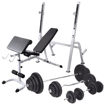 Panca Multifunzione con Rack Bilanciere e Set Manubri 120 kg