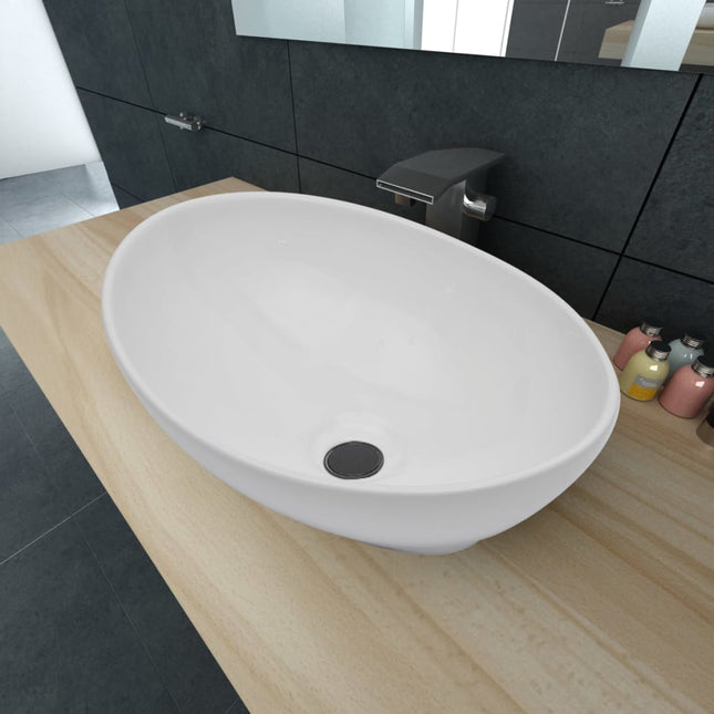 Lavello in Ceramica Bianco Ovale 40 x 33 cm
