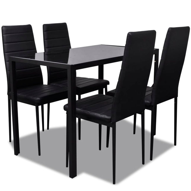 Set da Pranzo 5 pz in Pelle Artificiale Nero