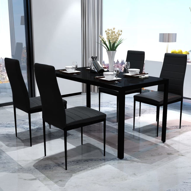Set da Pranzo 5 pz in Pelle Artificiale Nero