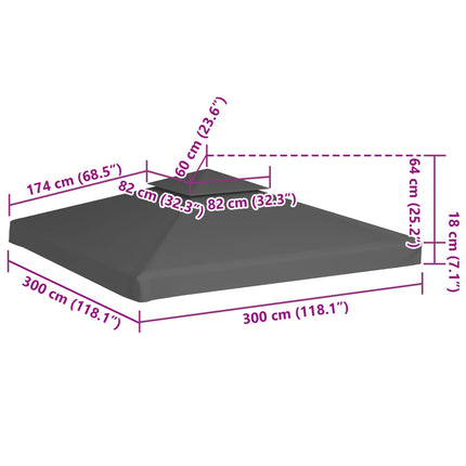 Copertura Superiore per Gazebo a 2 Strati 310 g/mÃ‚Â² 3x3m Talpa