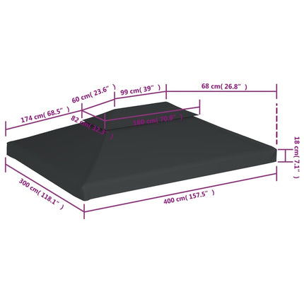 Copertura Superiore per Gazebo a 2 Strati 310g/mÃ‚Â²4x3m Antracite