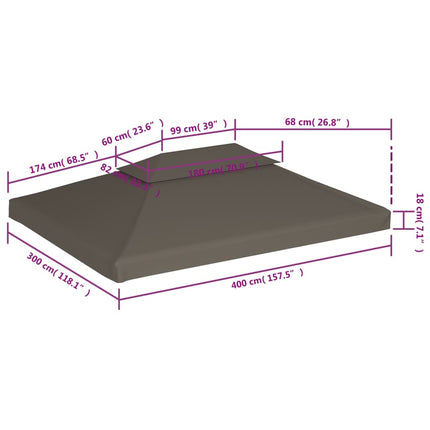 Copertura Superiore per Gazebo a 2 Strati 310g/mÂ² 4x3m Talpa