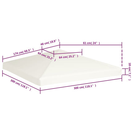 Copertura Superiore per Gazebo 310 g/mÂ² 3x3 m Bianco Crema