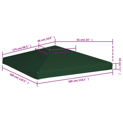 Copertura Superiore per Gazebo 310 g/mÃ‚Â² 3x3 m Verde