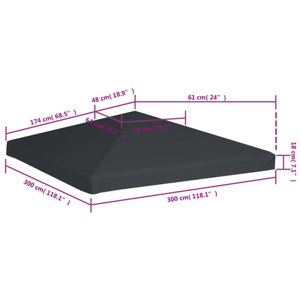 Copertura Superiore per Gazebo 310 g/mÃ‚Â² 3x3 m Grigio