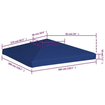 Copertura Superiore per Gazebo 310 g/mÃ‚Â² 3x3 m Blu