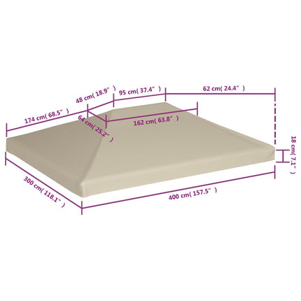Copertura Superiore per Gazebo 310 g/mÃ‚Â² 4x3m Beige