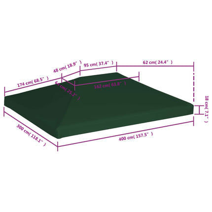 Copertura Superiore per Gazebo 310 g/mÃ‚Â² 4x3m Verde