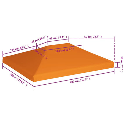 Copertura Superiore per Gazebo 310 g/mÃ‚Â² 4x3m Arancione