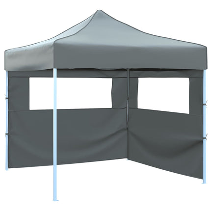 Tendone per Feste Pieghevole Pop-Up con 2 Pareti 3x3m Antracite