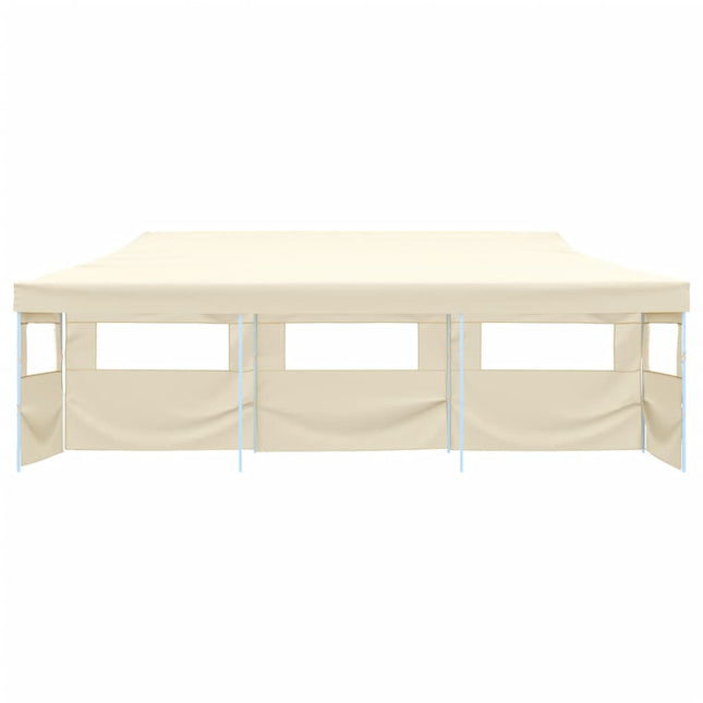 Tenda Pieghevole Pop-Up con 5 Pareti Laterali 3x9 m Crema