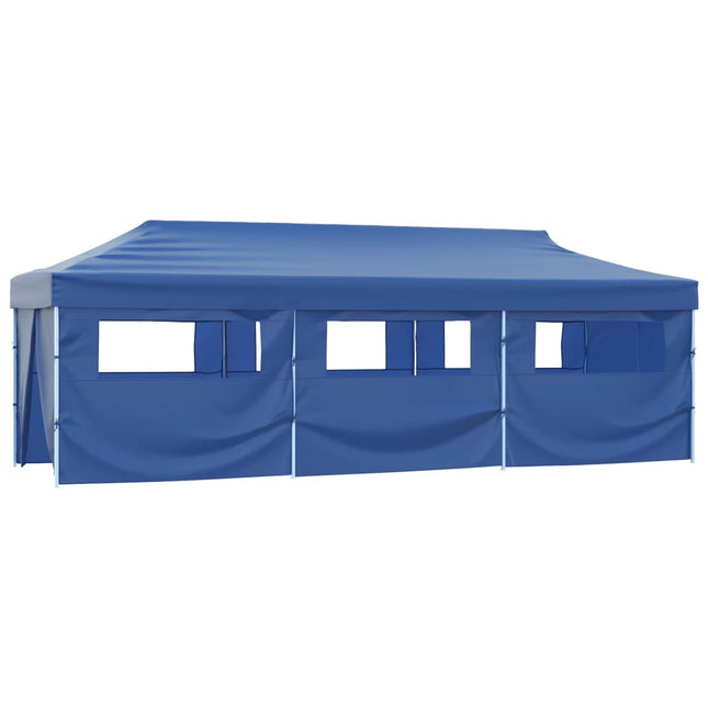 Tenda Pieghevole Pop-Up con 8 Pareti Laterali 3x9 m Blu