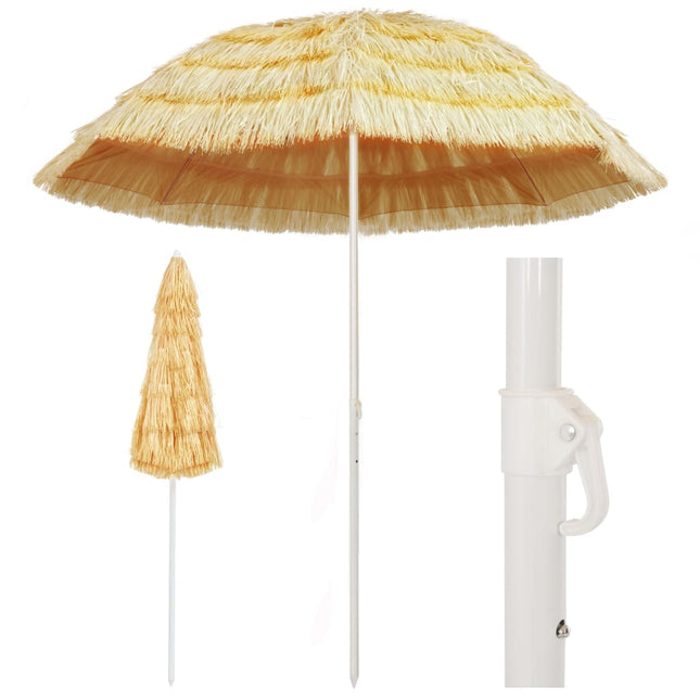 Ombrellone da Spiaggia Naturale 240 cm in Stile Hawaiano