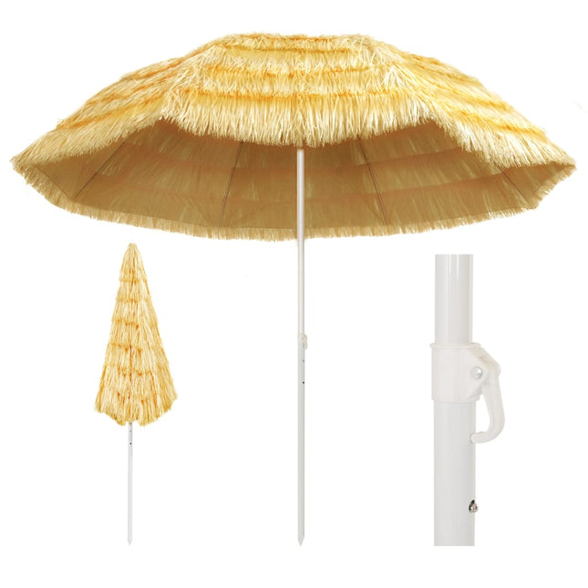 Ombrellone da Spiaggia Naturale 300 cm in Stile Hawaiano