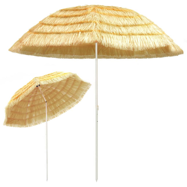 Ombrellone da Spiaggia Naturale 300 cm in Stile Hawaiano