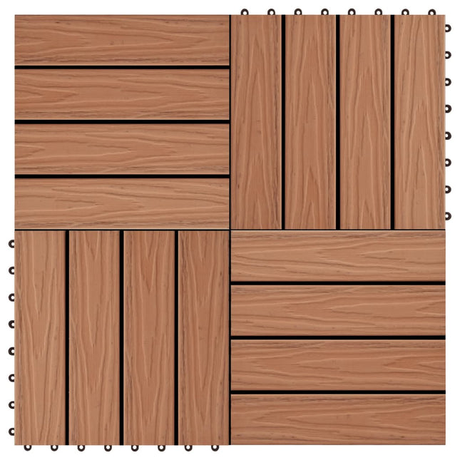 Piastrelle 11 pz Goffrature WPC 30x30 cm 1 mq Marrone Chiaro