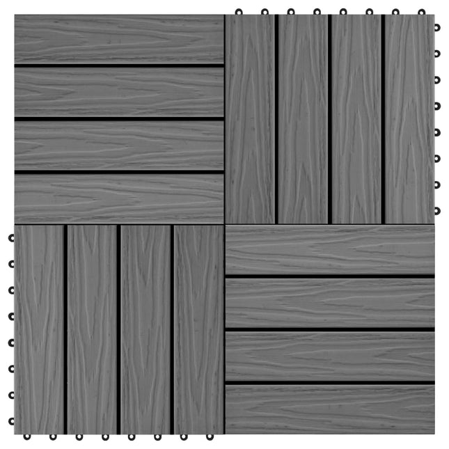 Piastrelle Decking 11 pz Goffrature WPC 30x30 cm 1 mq Grigio