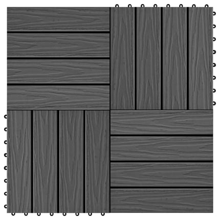 Piastrelle per Decking 11 pz Goffrature WPC 30x30 cm 1 mq Nero