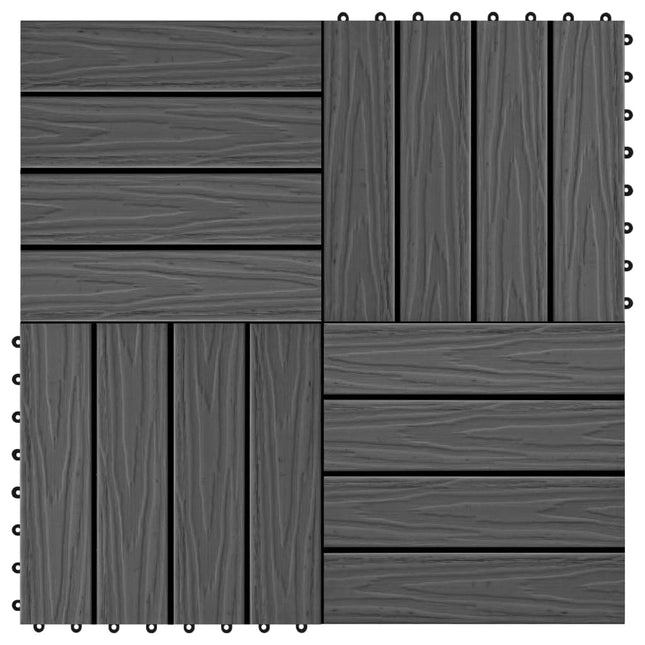 Piastrelle per Decking 11 pz Goffrature WPC 30x30 cm 1 mq Nero