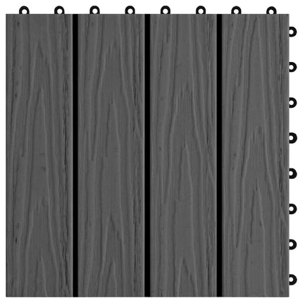 Piastrelle per Decking 11 pz Goffrature WPC 30x30 cm 1 mq Nero