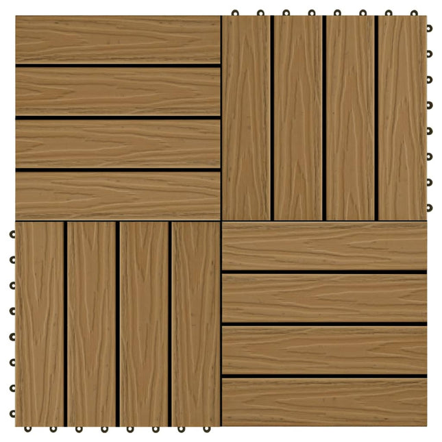 Piastrelle Decking 11pz Goffrature WPC 30x30 cm 1 mq Color Teak