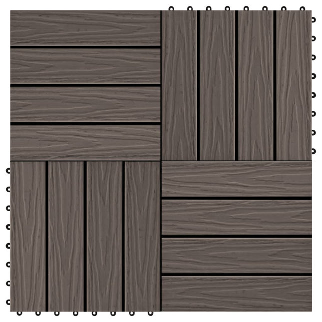 Piastrelle 11 pz Goffrature WPC 30x30 cm 1 mq Marrone Scuro