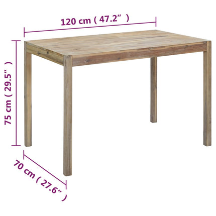 Tavolo da Pranzo 120x70x75 cm in Legno Massello di Acacia