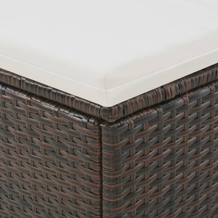 Lettino Prendisole 2 Posti con Tettuccio in Polyrattan Marrone