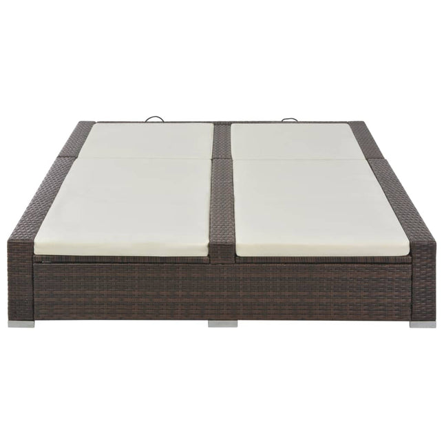 Lettino Prendisole Doppio in Polyrattan Marrone