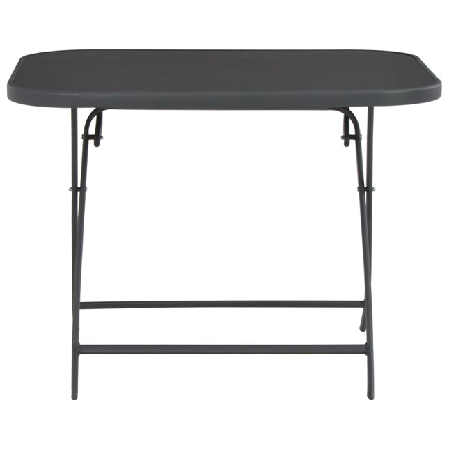 Tavolo Giardino Pieghevole Grigio 100x75x72 cm Vetro e Acciaio