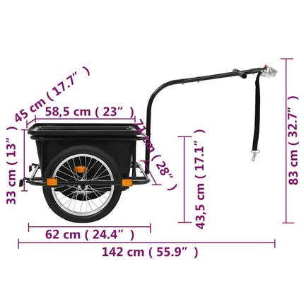 Rimorchio Bicicletta Nero 50 L