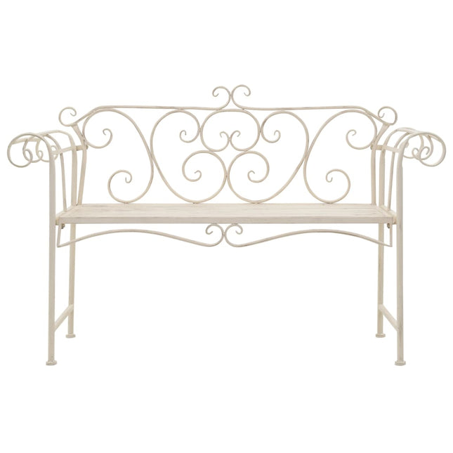 Panchina da Giardino 132 cm in Metallo Bianco Anticato