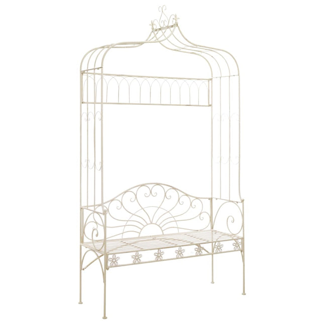 Panchina da Giardino 122 cm in Ferro Bianco Anticato