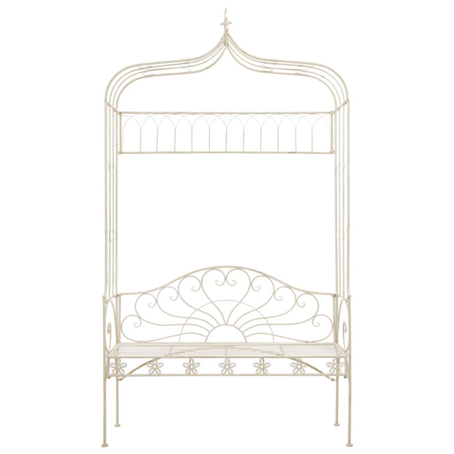 Panchina da Giardino 122 cm in Ferro Bianco Anticato