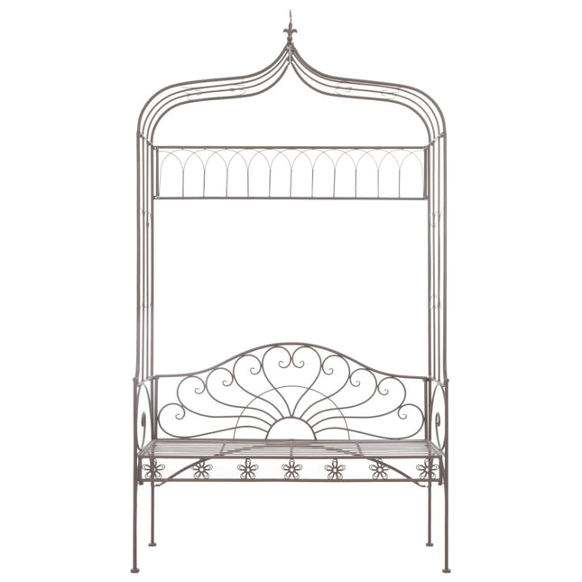 Panchina da Giardino 122 cm in Ferro Marrone Anticato