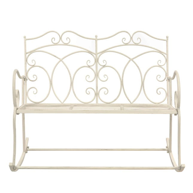 Panchina da Giardino 104 cm in Ferro Bianco Anticato