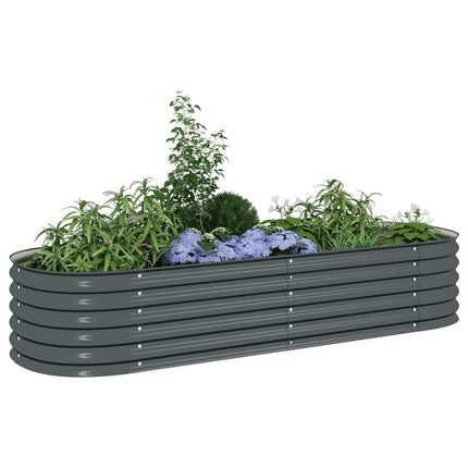Letto Rialzato Giardino 240x80x44 cm in Acciaio Zincato Grigio