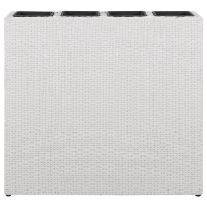 Letto Rialzato da Giardino con 4 Vasi in Polyrattan Bianco