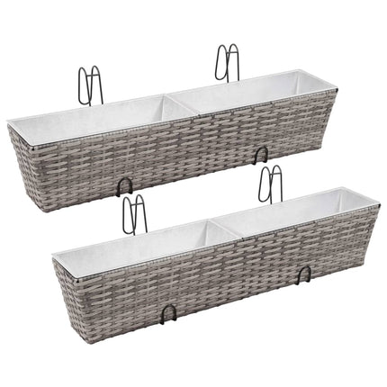 Letti Rialzati da Balcone 2 pz 80 cm Grigio in Polyrattan