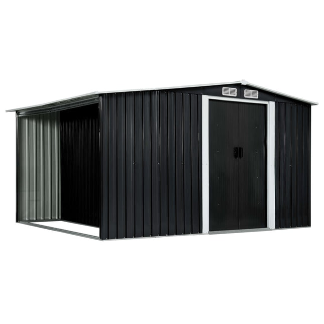 Capanno con Porte Scorrevoli Antracite 329,5x205x178 cm Acciaio