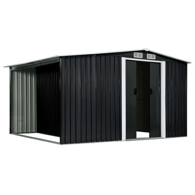 Capanno con Porte Scorrevoli Antracite 329,5x205x178 cm Acciaio