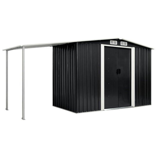 Capanno con Porte Scorrevoli Antracite 386x131x178cm Acciaio