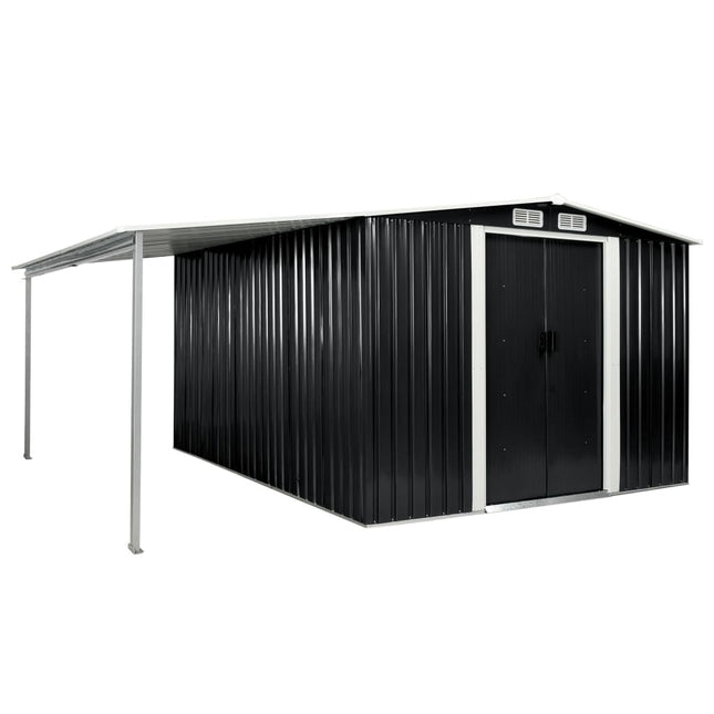 Capanno Giardino Porte Scorrevoli Antracite 386x312x178 cm Acciaio