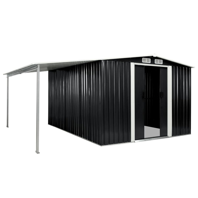 Capanno Giardino Porte Scorrevoli Antracite 386x312x178 cm Acciaio