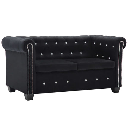 Set Divani Chesterfield 2 pz Rivestimento in Velluto Nero