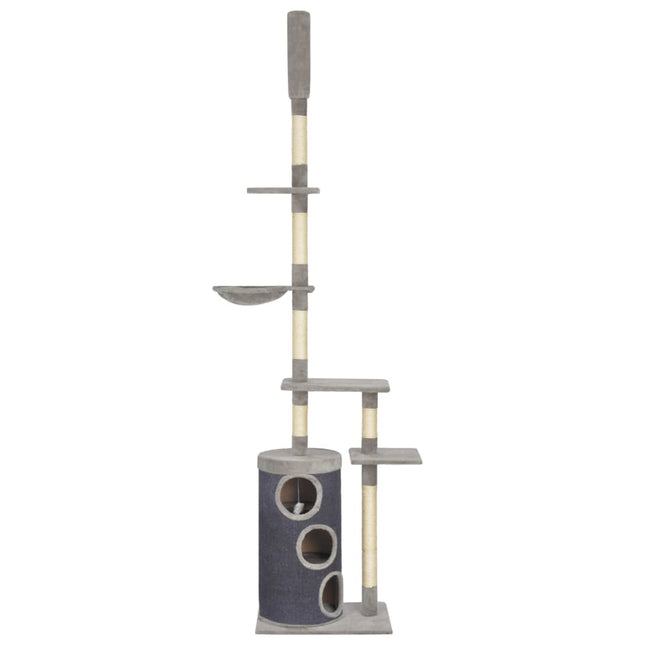 Albero per Gatti con Tiragraffi in Sisal Grigio 260 cm
