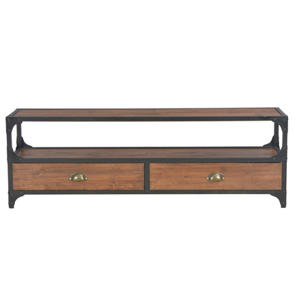 Mobile TV con 2 Cassetti 120x30x40cm in Legno Massello di Pino